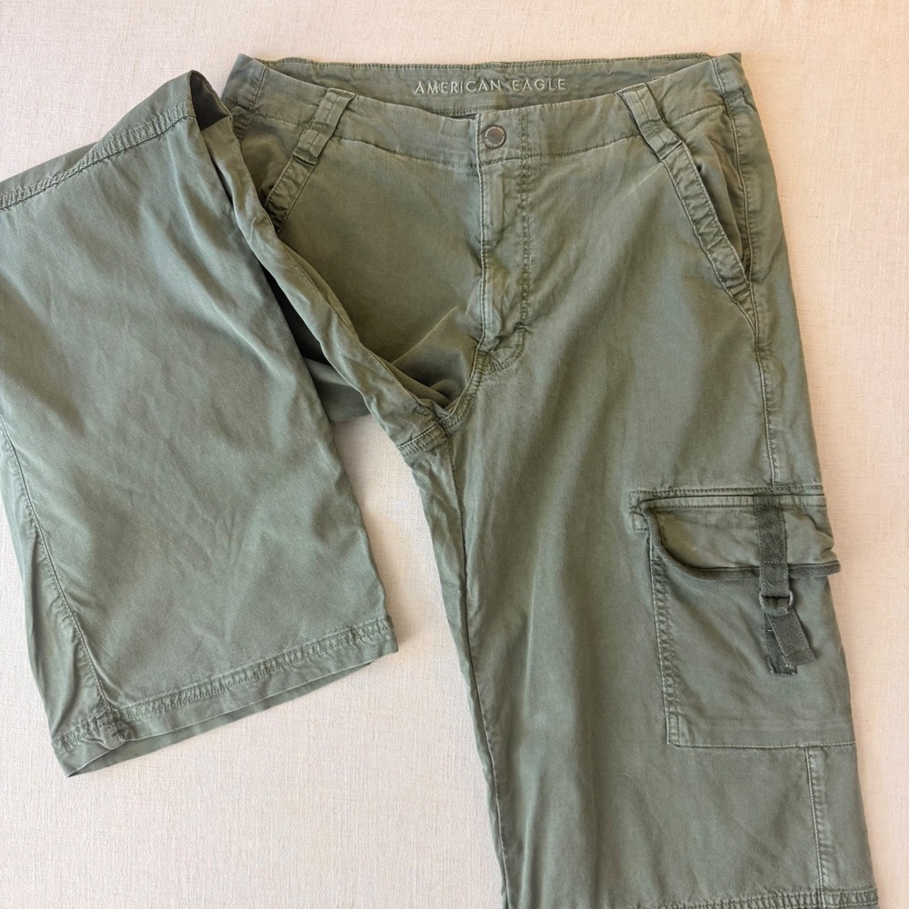 American Eagle Outfitters Olive Cargo Wide-Leg Trousers - Picture 10 of 13